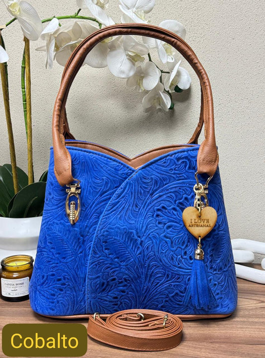 BOLSO FLOR COLOR COBALTO