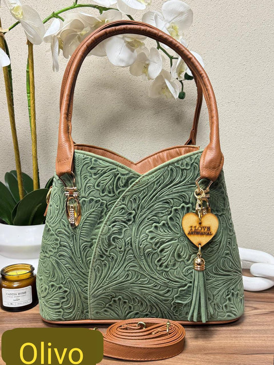 BOLSO FLOR COLOR OLIVO
