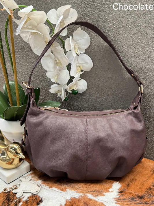 BOLSO 100% PIEL MADONA COLOR CHOCOLATE