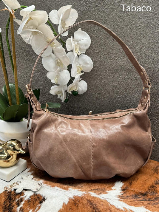 BOLSO 100% PIEL MADONA COLOR TABACO