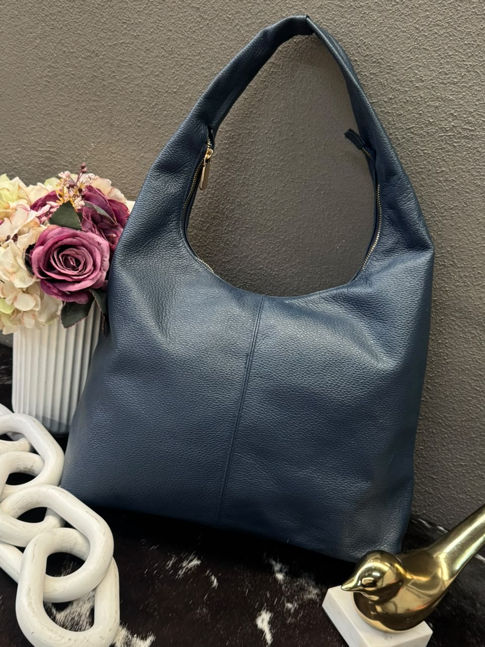 BOLSO 100% PIEL INGLATERRA COLOR AZUL MARINO