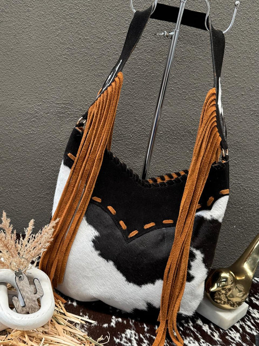 BOLSO SHERIFF PELO COLOR NEGRO BARBAS MOSTAZA