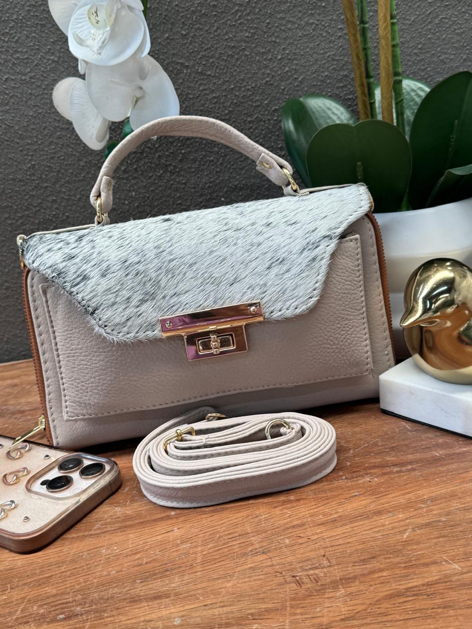 CROSSBODY ARANTXA 100% PIEL PELO BEIGE