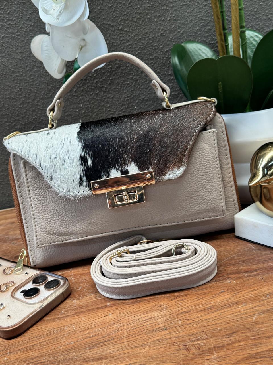 CROSSBODY ARANTXA 100% PIEL PELO BEIGE