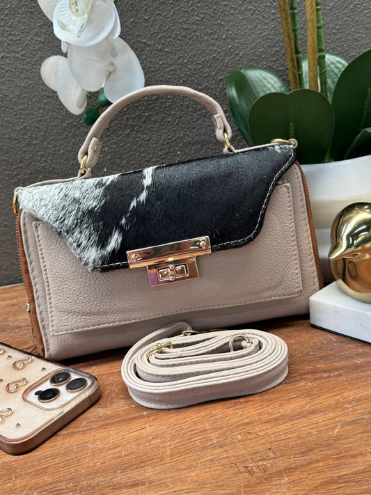 CROSSBODY ARANTXA 100% PIEL PELO BEIGE