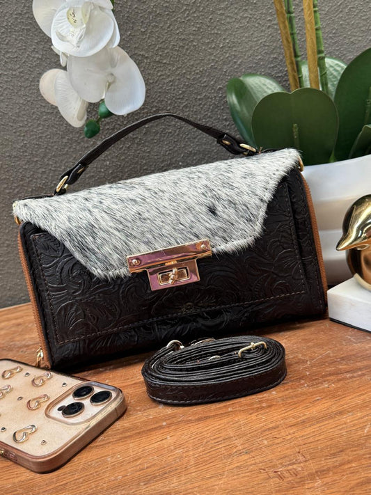 CROSSBODY ARANTXA 100% PIEL PELO CHOCOLATE