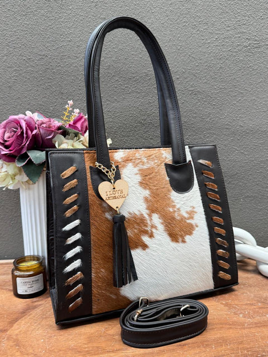 BOLSA TEJIDA PELO COLOR CAFE