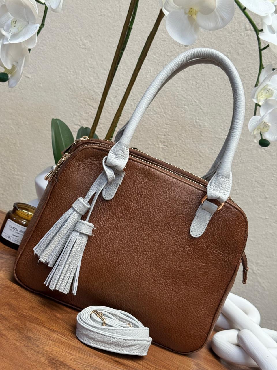 BOLSO 100% PIEL NORUEGA MIEL/HUESO