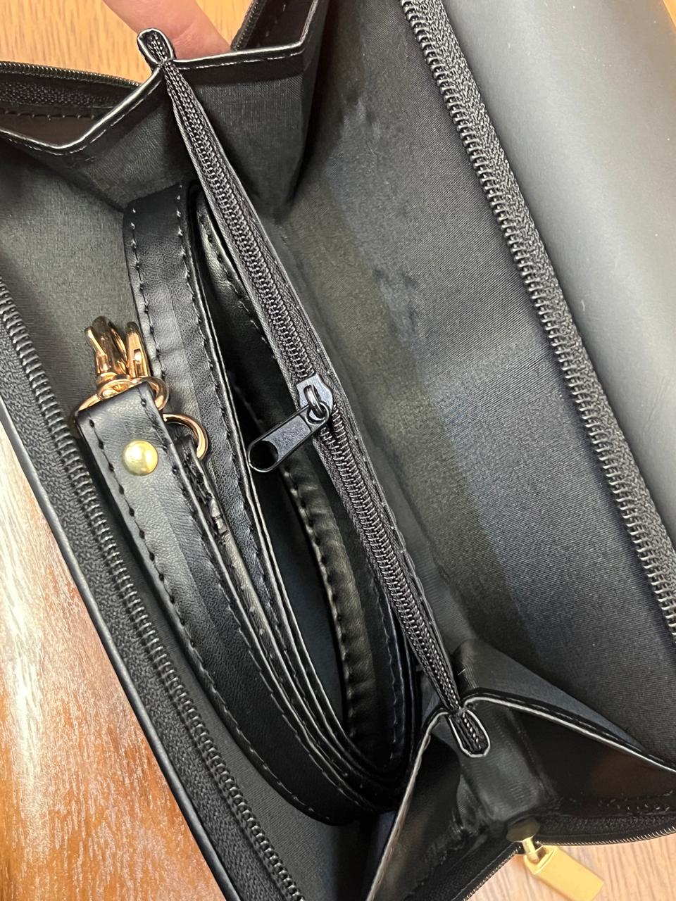 CARTERA PIEL TAPA BORDADA MADERA FLORES