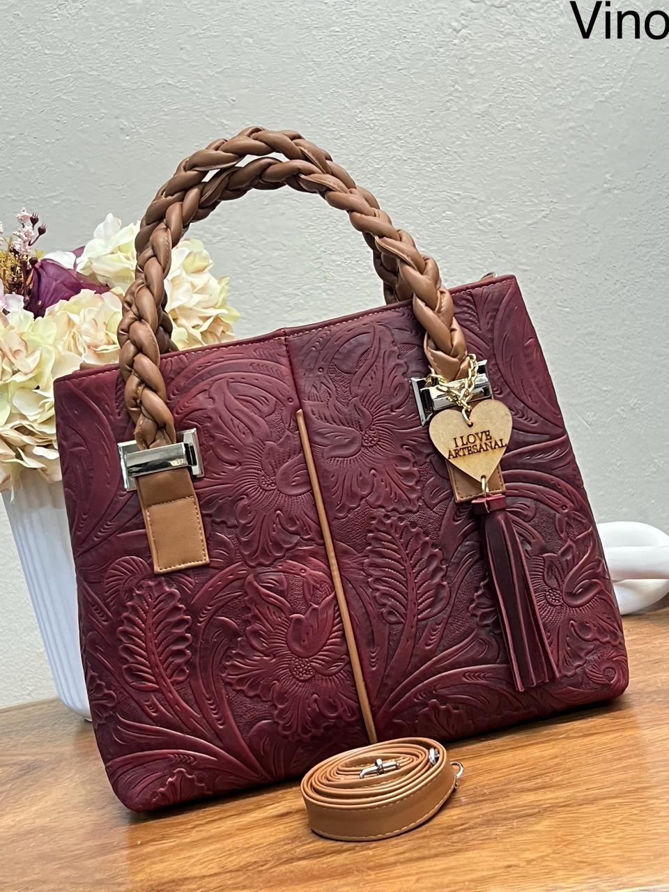 BOLSA ELIZABETH PIEL GRASO VINO