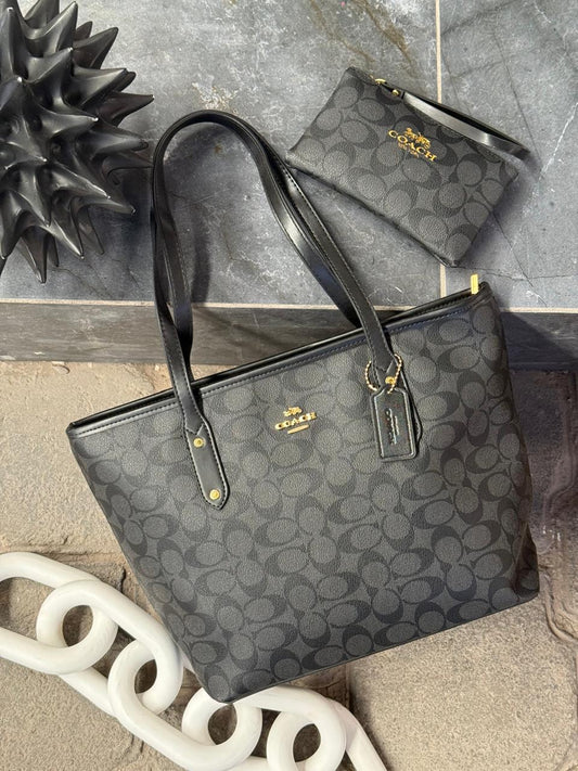 BOLSO COACH CON COSMETIQUERA NEGRO ESTAMPADO