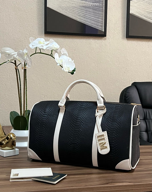 MALETA LCON TAG LATERALES NEGRO/HUESO H/DORADO