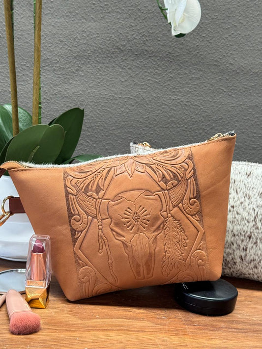 COSMETIQUERA PIEL GANESHA TORO CAMEL PELO