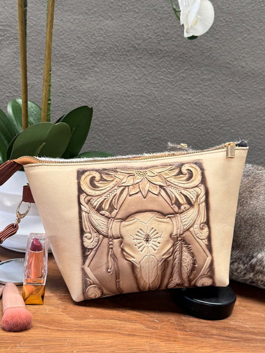 COSMETIQUERA PIEL GANESHA TORO HUESO PELO