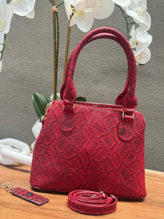 BOLSO 100% PIEL FINLANDIA ANACONDA ROJO