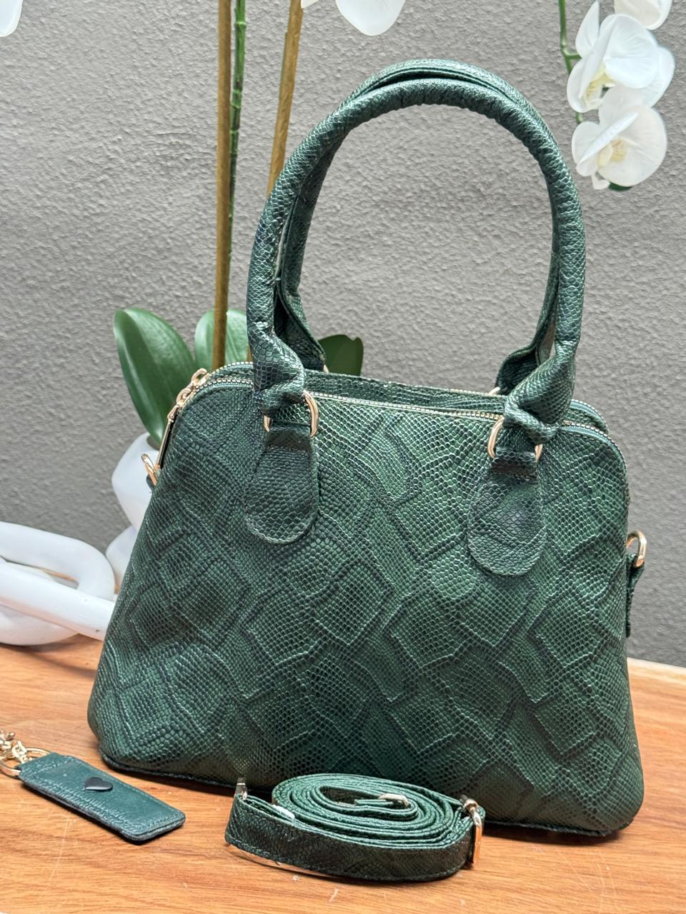 BOLSO 100% PIEL FINLANDIA ANACONDA VERDE MILITAR