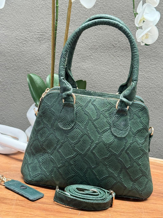 BOLSO 100% PIEL FINLANDIA ANACONDA VERDE MILITAR