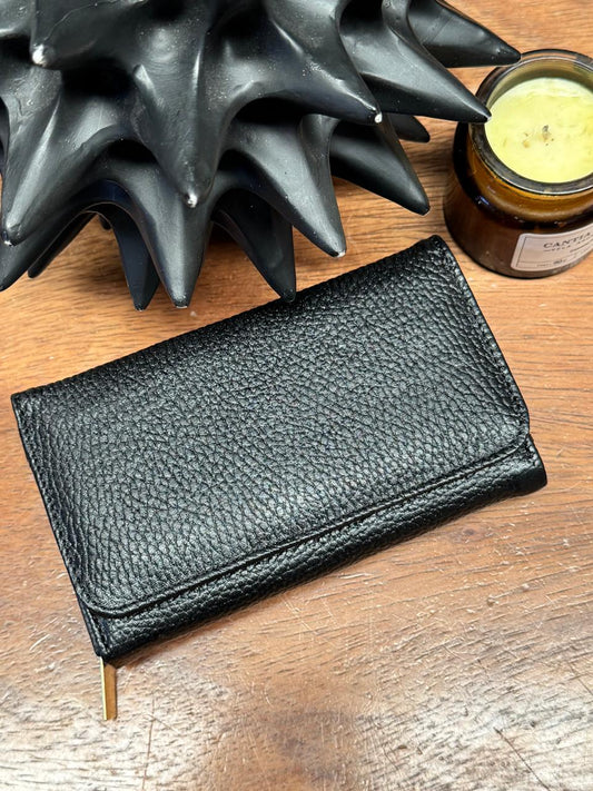 CARTERA PORTUGAL 100% PIEL NEGRO LISO