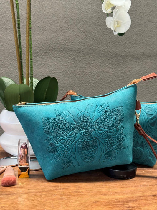 COSMETIQUERA PIEL GANESHA ABEJA TURQUESA