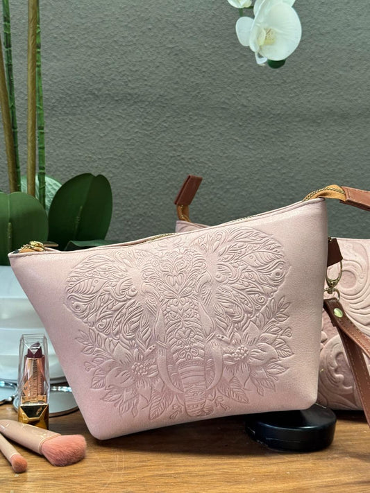 COSMETIQUERA PIEL GANESHA ELEFANTE ROSA PARAISO