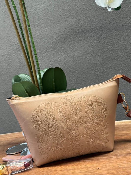 COSMETIQUERA PIEL GANESHA ELEFANTE MAQUILLAJE