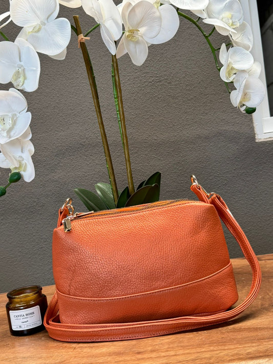 BOLSO 100% PIEL ARABIA NARANJA
