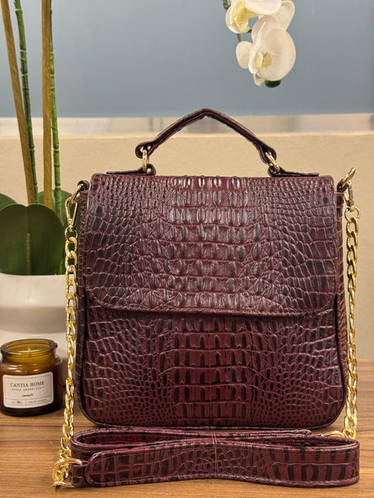 BOLSO 100% PIEL CROACIA COLOR VINO