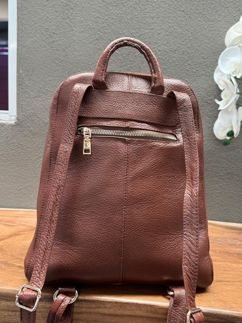 MOCHILA 100% PIEL ALASKA ORO INGLES