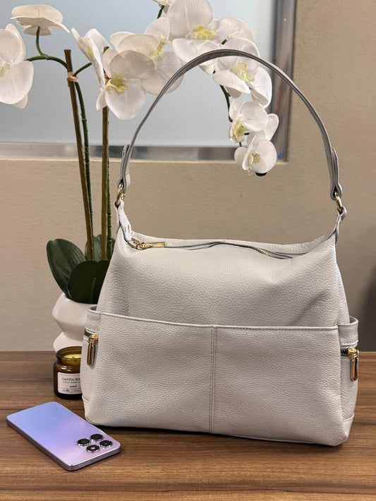 BOLSO 100% PIEL SUECIA HUESO