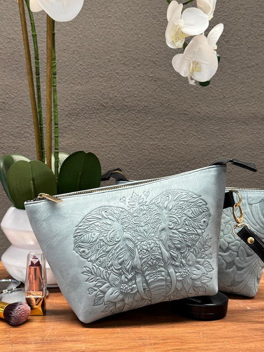COSMETIQUERA PIEL GANESHA ELEFANTE GRIS