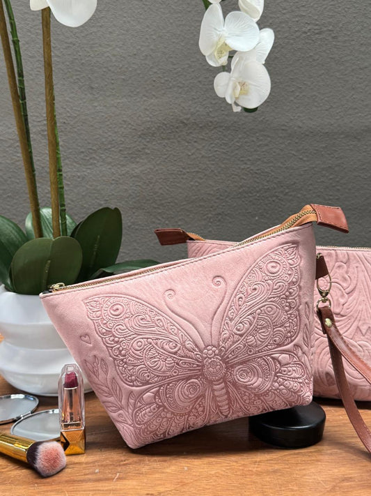 COSMETIQUERA PIEL GANESHA MARIPOSA ROSA PARAISO