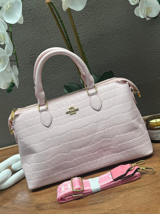 COACH SATCHEL BAG ROSA PASTEL CROCO