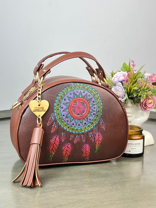 BOLSO MEDIO CIRCULO ATRAPASUEÑOS CHOCOLATE/COMINO