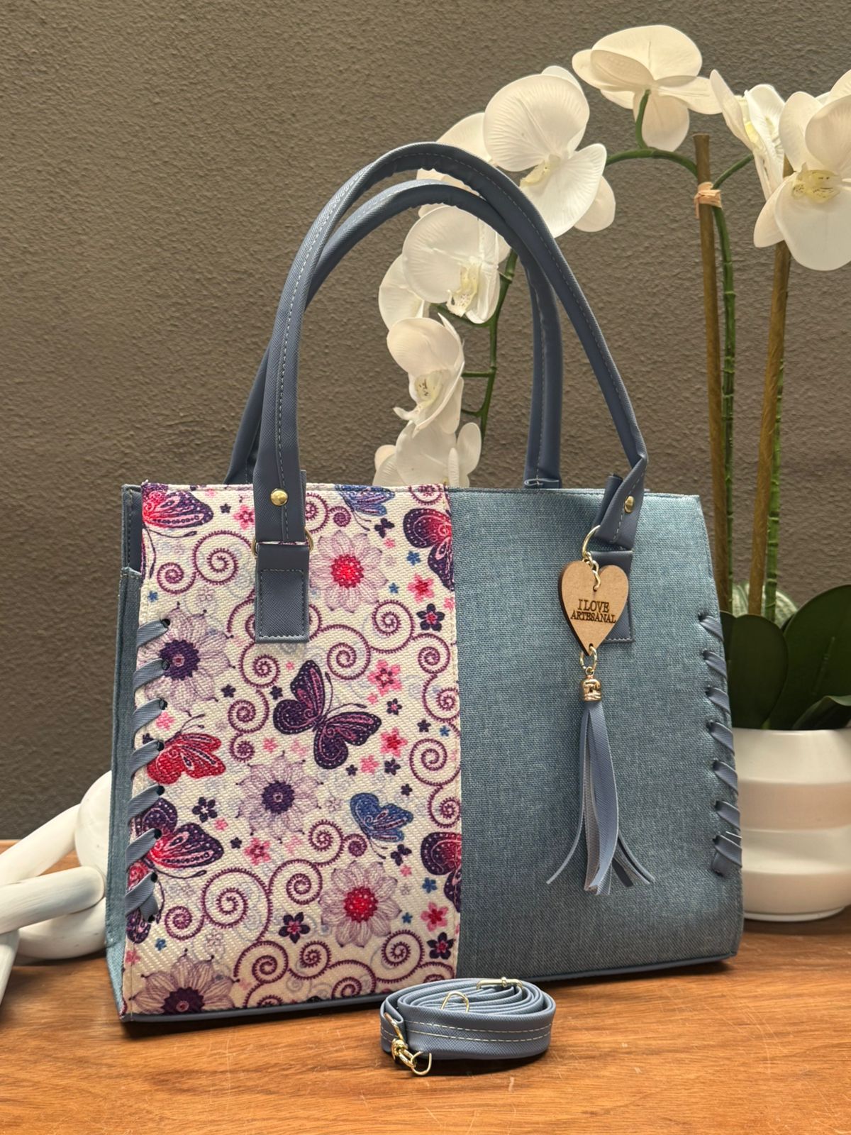 YUTE MODELO TEJIDA MEZCLILLA/ESTAMPADO MORADO