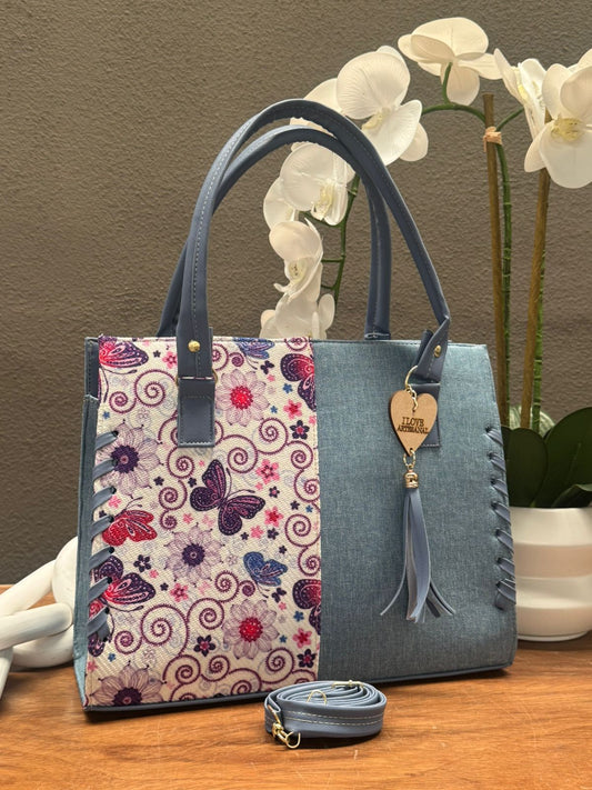 YUTE MODELO TEJIDA MEZCLILLA/ESTAMPADO MORADO