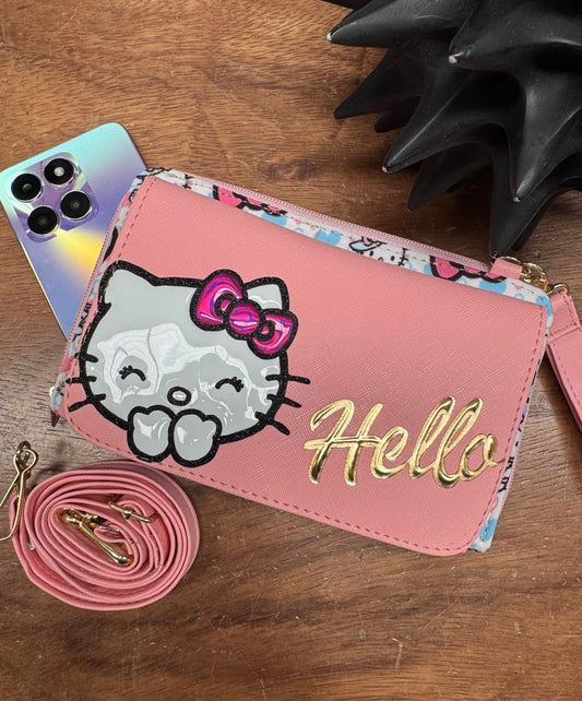 PORTACELULAR PERSONAJES HELLO KITTY ROSAPASTEL/BLANCO