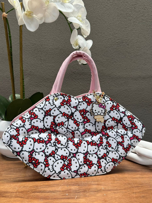 BOLSO BESO PERSONAJE HELLO KITTY ROSA PASTEL/BLANCO