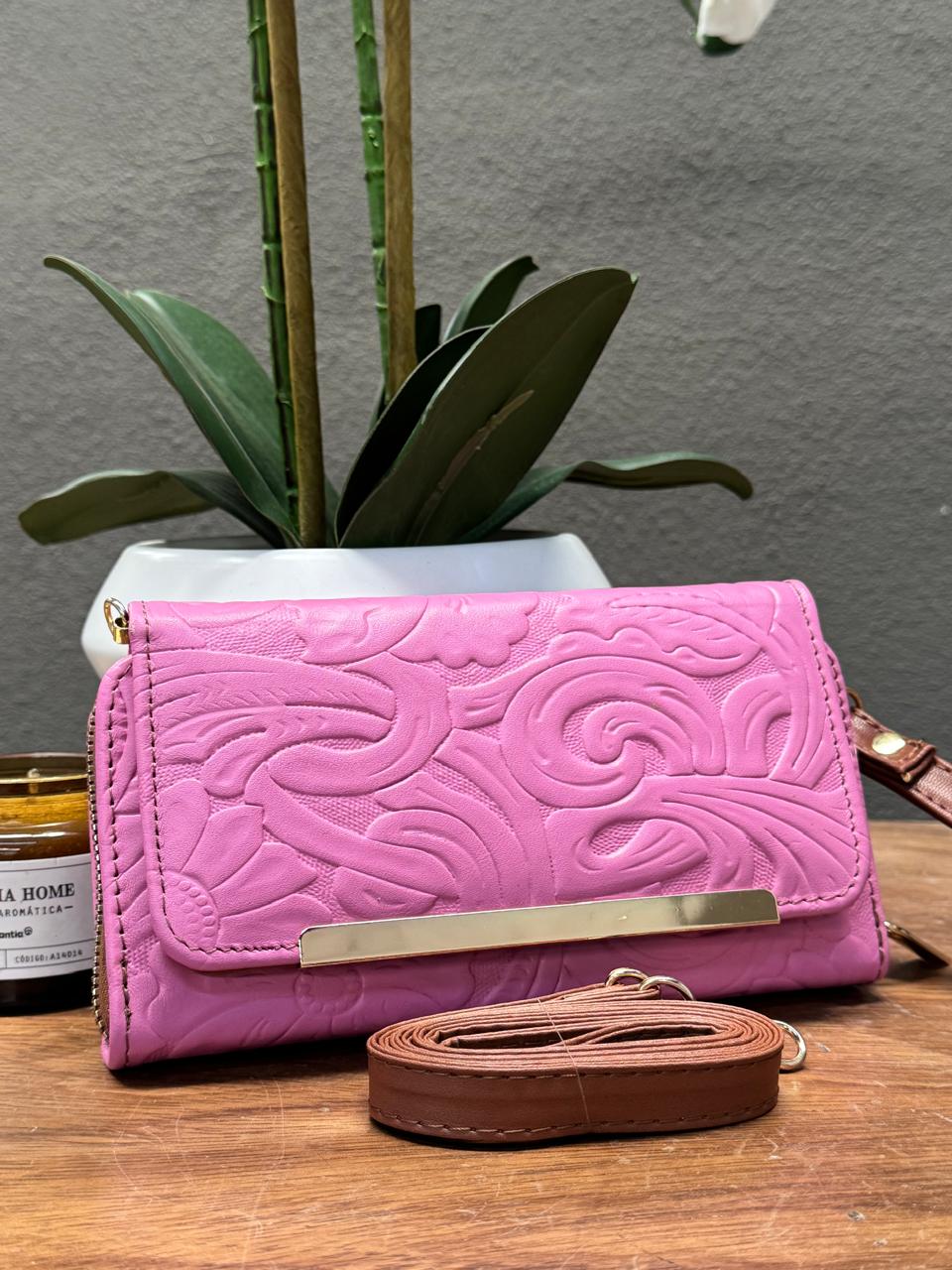 CARTERA CINCELADA ANA GRABADO PRIMAVERA ROSA BARBIE