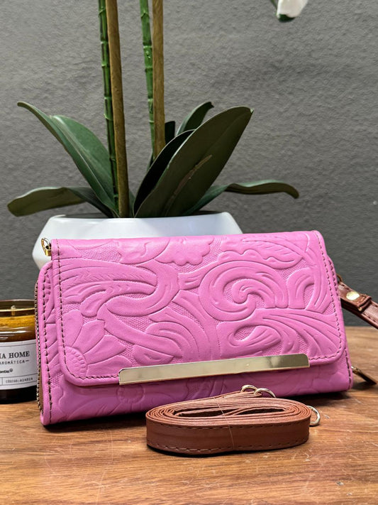 CARTERA CINCELADA ANA GRABADO PRIMAVERA ROSA BARBIE