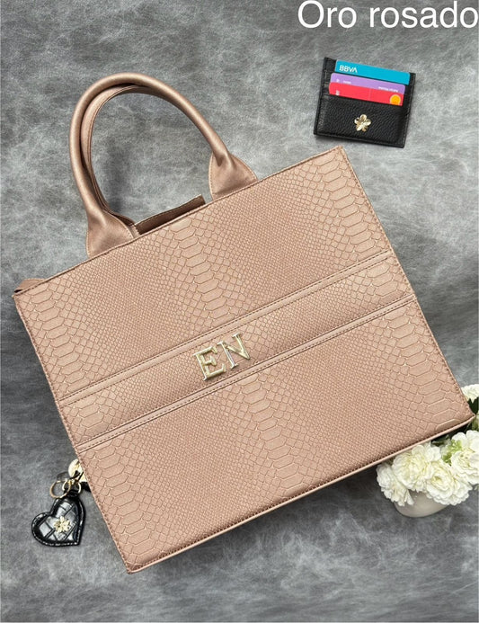TOTE CLASICA GDE ORO ROSADO