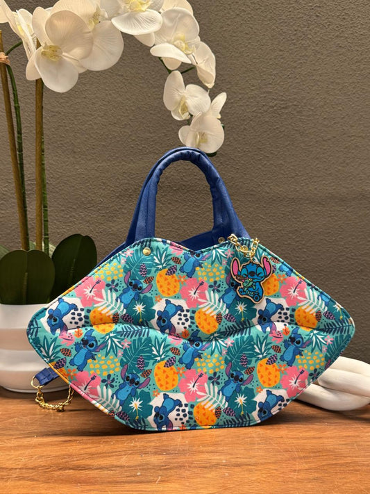 BOLSO BESO PERSONAJE STITCH AZUL PLAYA