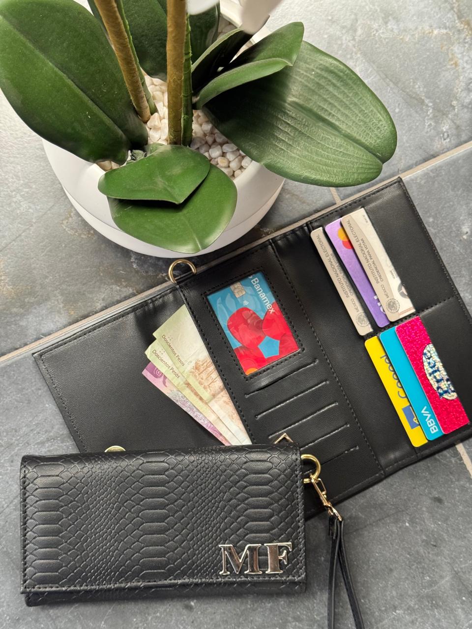CARTERA MUÑEQUERA VIBORA NEGRO