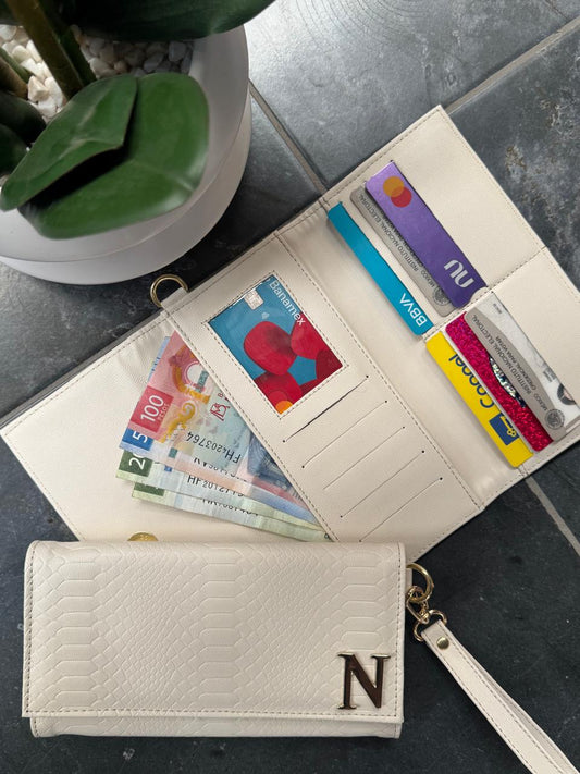 CARTERA MUÑEQUERA VIBORA HUESO
