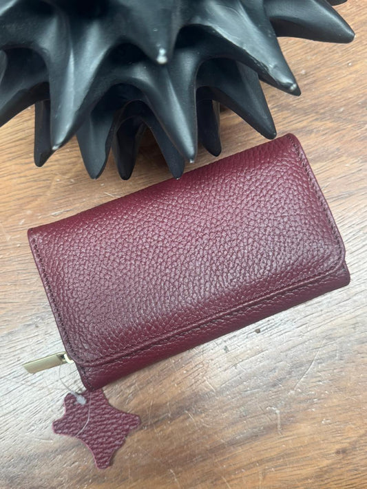 CARTERA PORTUGAL 100% PIEL VINO LISO