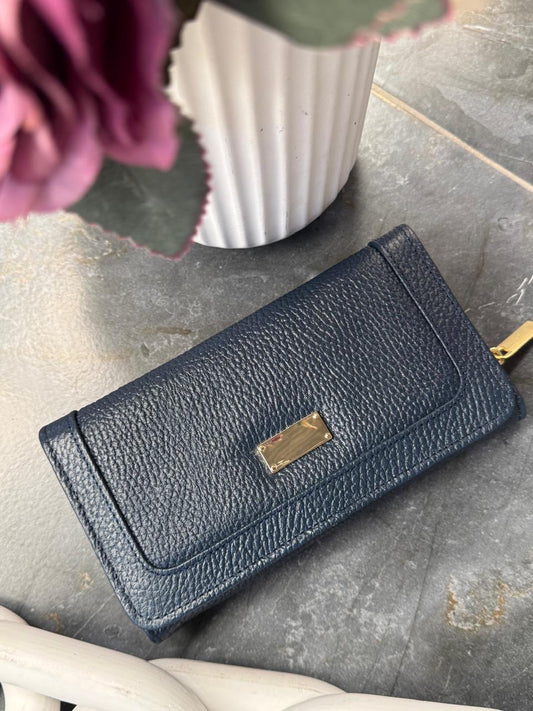 CARTERA AUSTRALIA LISA 100% PIEL AZUL MARINO