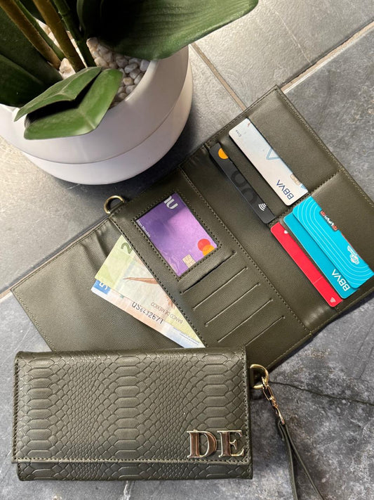 CARTERA MUÑEQUERA VIBORA VERDE MILITAR