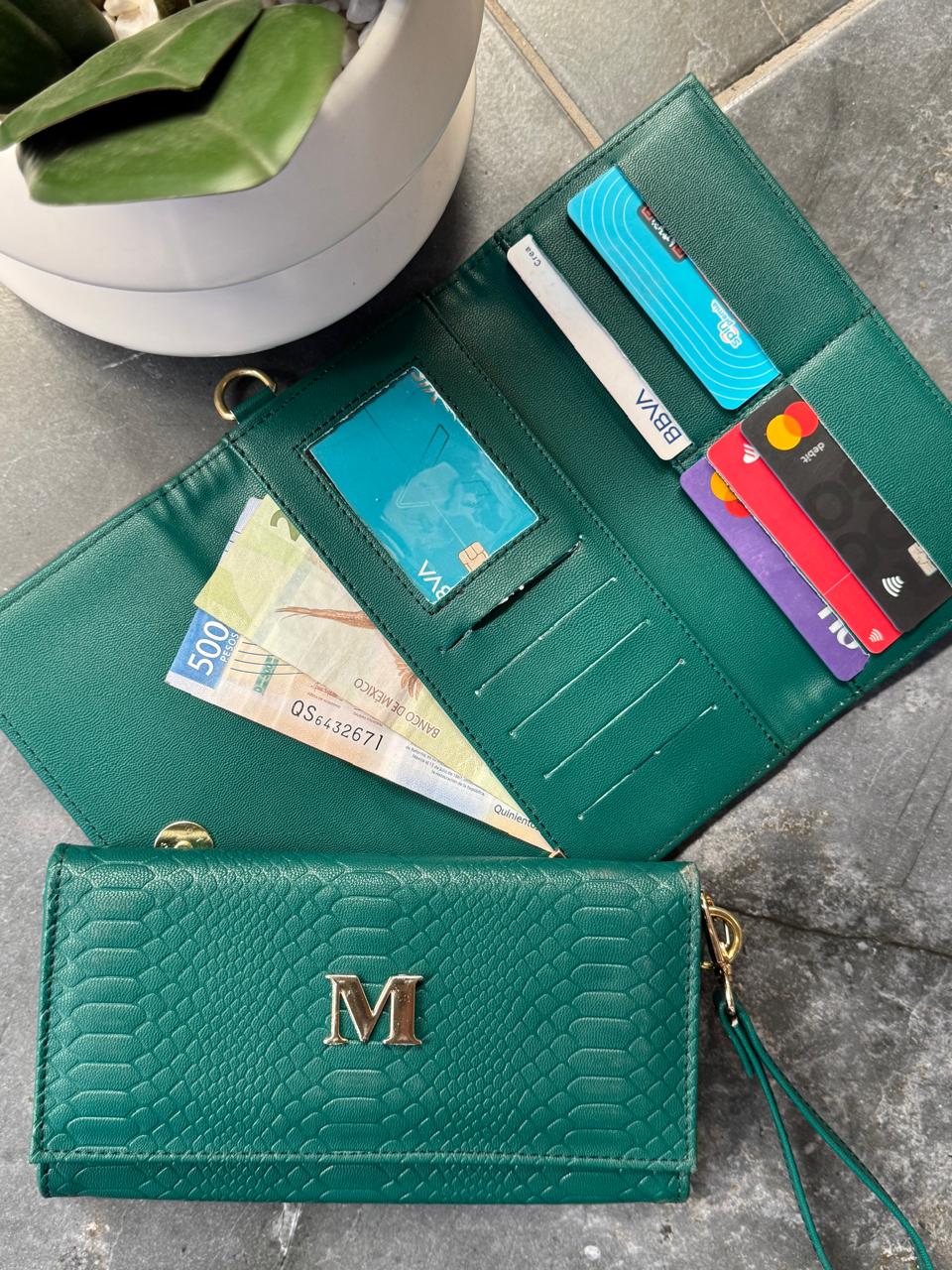 CARTERA MUÑEQUERA VIBORA VERDE BOSQUE