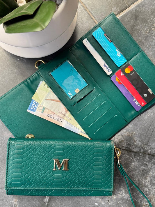 CARTERA MUÑEQUERA VIBORA VERDE BOSQUE
