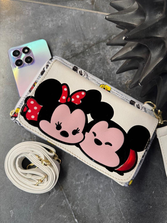 PORTACELULAR PERSONAJES MINNIE MOUSE AND MICKEY BLANCO