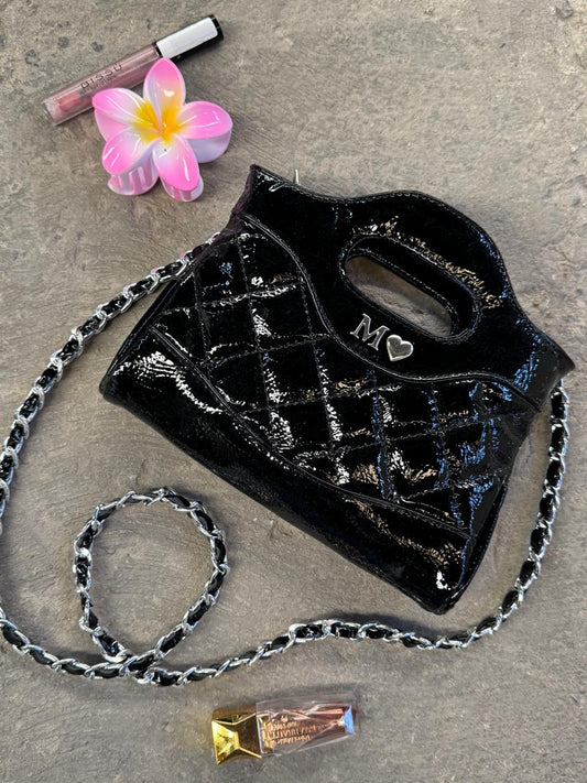 DUPE NANO CHANEL 31 NEGRO CHAROL ARRUGADO H/PLATA